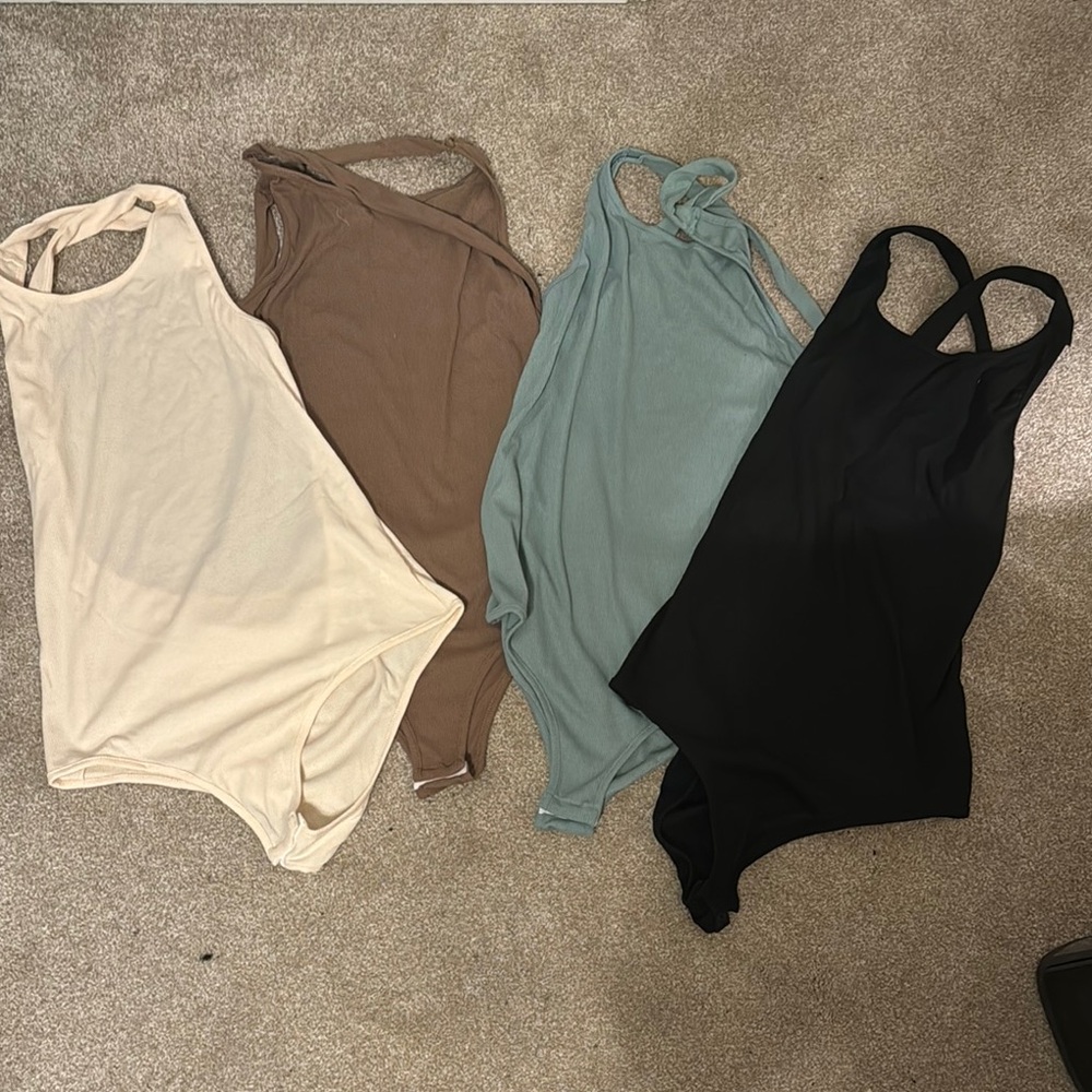 Women's Sleeveless Bodysuit Set - Cream, Brown, Blue, Black